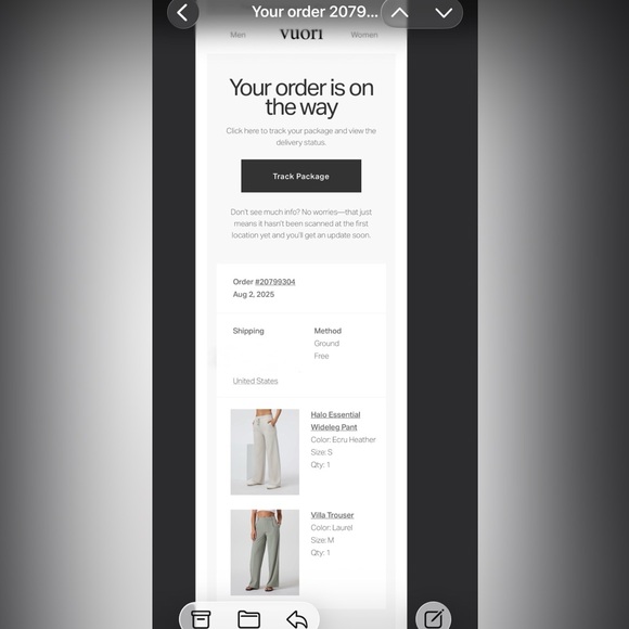 NWOT Vuori Halo Essential Wideleg Pant Ecru Heather Women’s Small - Picture 8 of 9